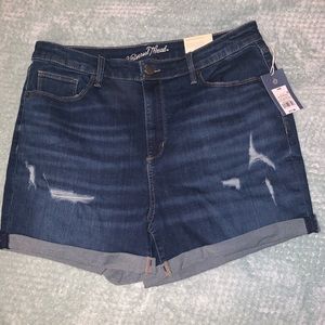 High Rise Distressed Jean Shorts